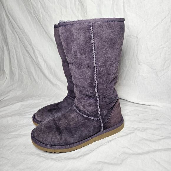 UGG CLASSIC TALL PURPLE VIOLET SUEDE SHEEPSKIN WOMEN'S BOOTS SIZE 8 - Picture 2 of 8